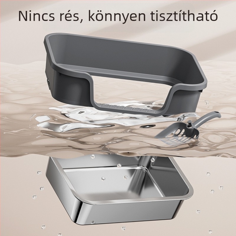 Felső bejáratú nyitott macskatál, cseppálló kialakítás, kiscicáknak