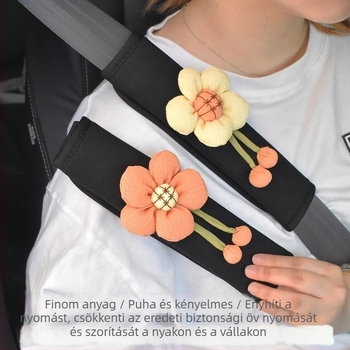 Autós öv vállvédő, napraforgó mintával, puha Ice Silk anyag