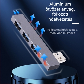 USB 3.0 hub XS-889a, 3-portos, USB 2.0/3.0 átviteli sebesség, külső tápegység nélkül
