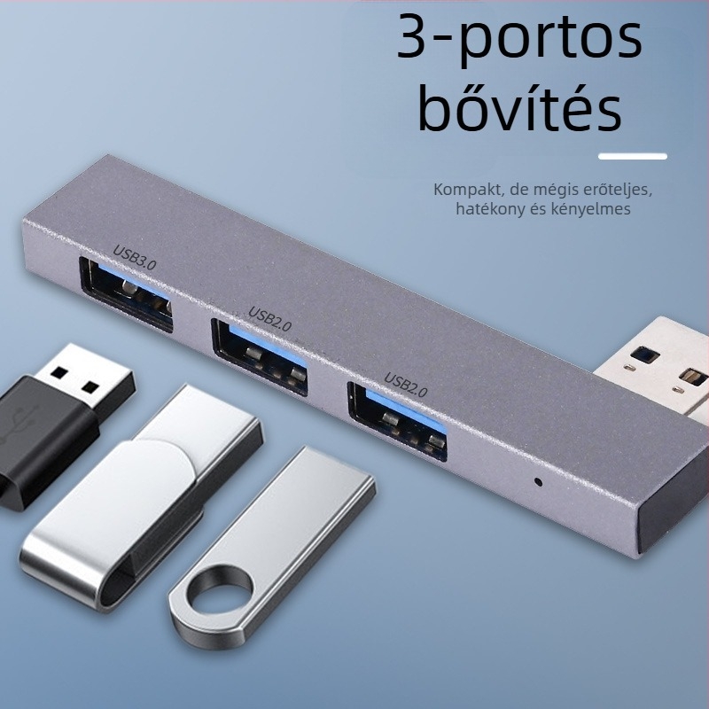 USB 3.0 hub XS-889a, 3-portos, USB 2.0/3.0 átviteli sebesség, külső tápegység nélkül