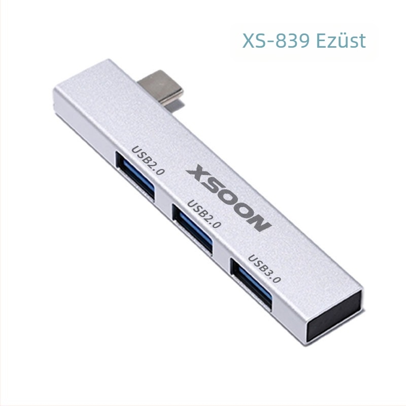 USB 3.0 hub XS-889a, 3-portos, USB 2.0/3.0 átviteli sebesség, külső tápegység nélkül