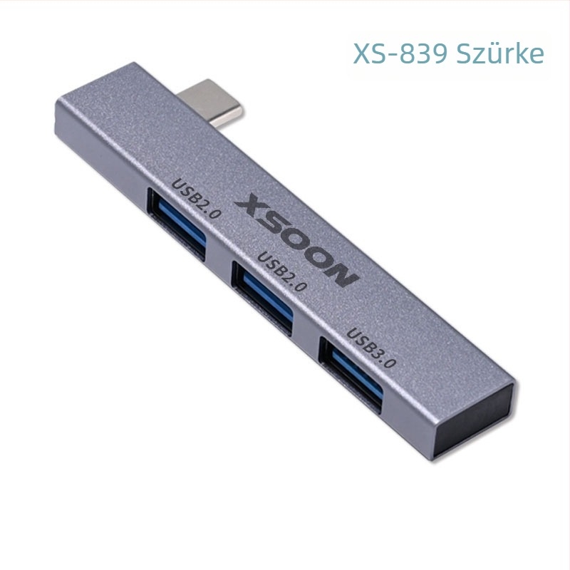 USB 3.0 hub XS-889a, 3-portos, USB 2.0/3.0 átviteli sebesség, külső tápegység nélkül