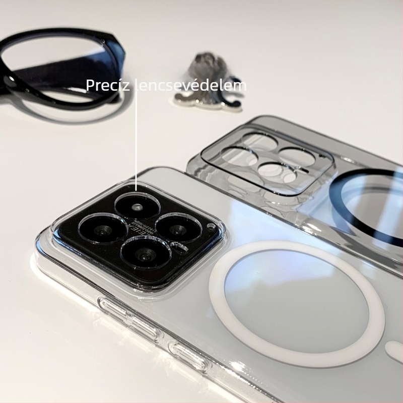 Xiaomi 15 Pro tok precíz nyílásokkal, MagSafe mágneses rögzítés, 14 Ultra PC átlátszó keménytok, ujjlenyomatmentes