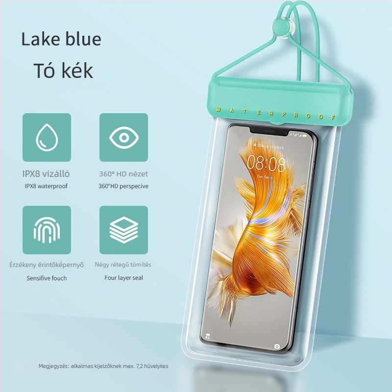 TPU vízálló telefontok érintőképernyővel, zárható vízálló tok úszáshoz, merüléshez és termálfürdőkhez
