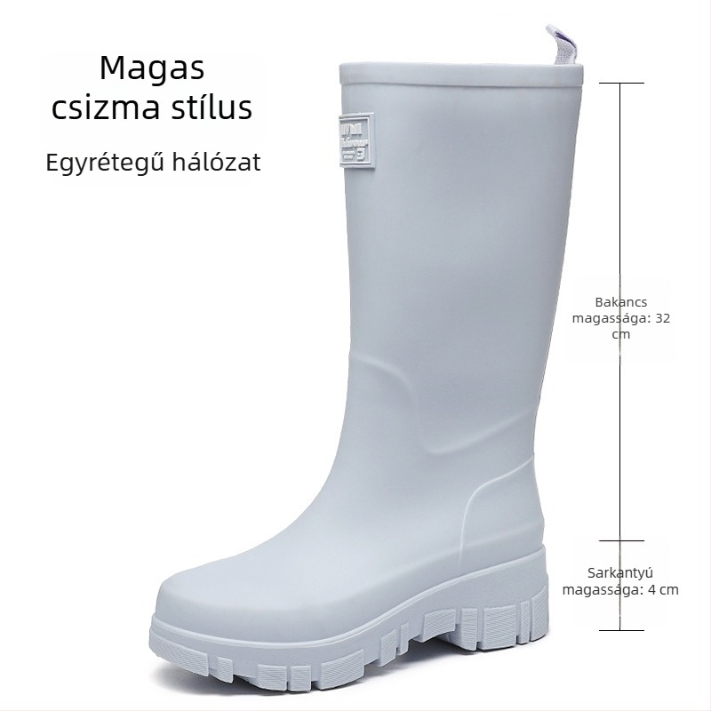 Női PVC esőcsizma középmagas, alacsony sarka 1-3 cm, slip-on záródás