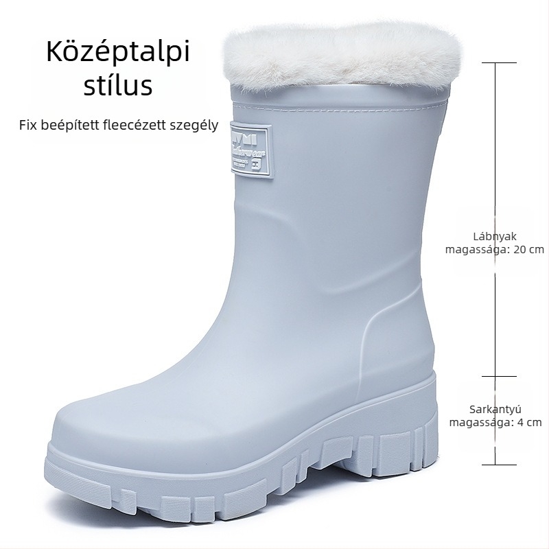 Női PVC esőcsizma középmagas, alacsony sarka 1-3 cm, slip-on záródás