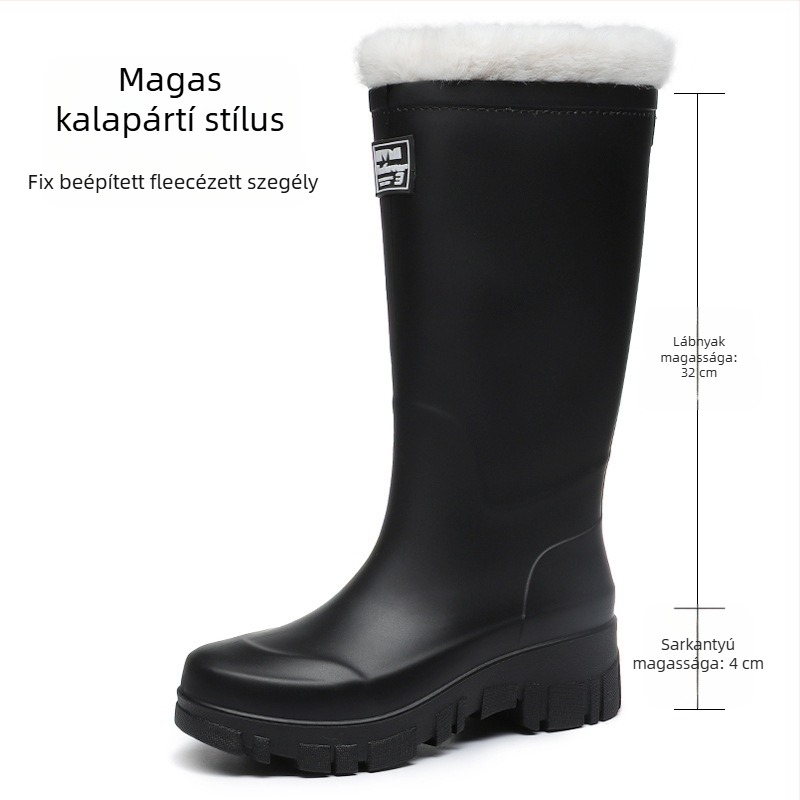 Női PVC esőcsizma középmagas, alacsony sarka 1-3 cm, slip-on záródás