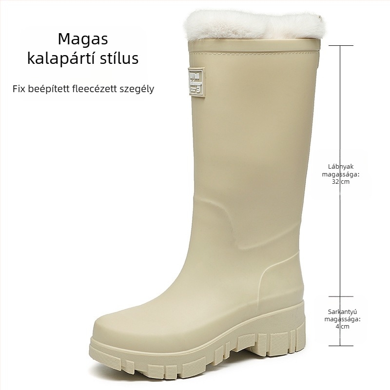 Női PVC esőcsizma középmagas, alacsony sarka 1-3 cm, slip-on záródás