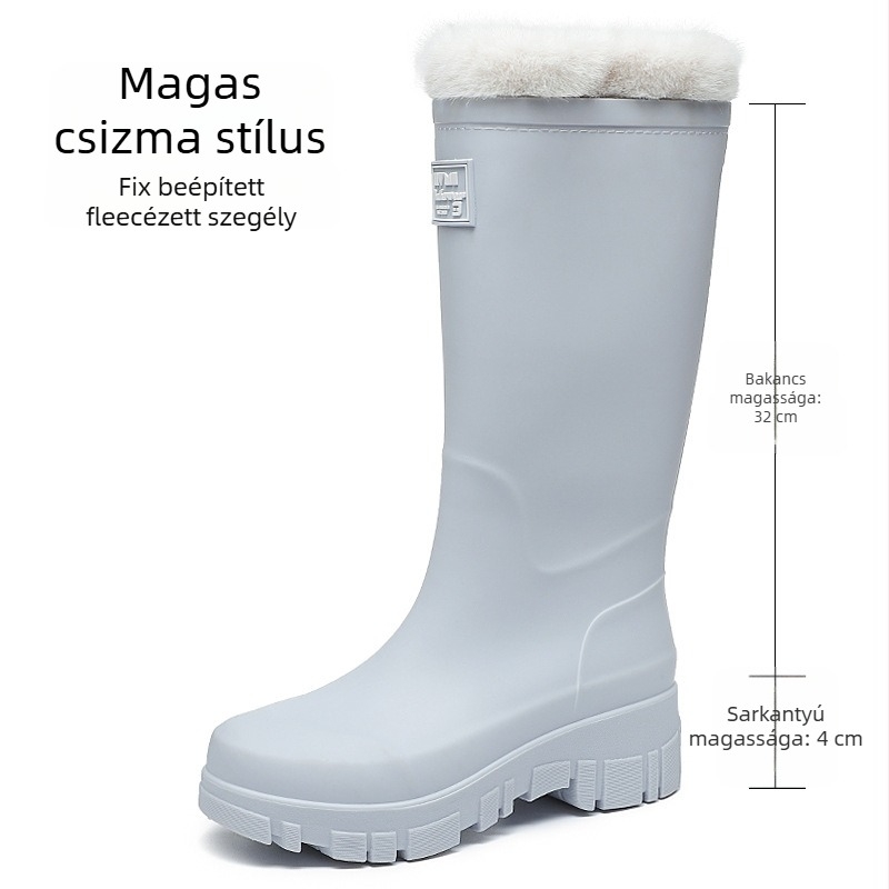 Női PVC esőcsizma középmagas, alacsony sarka 1-3 cm, slip-on záródás