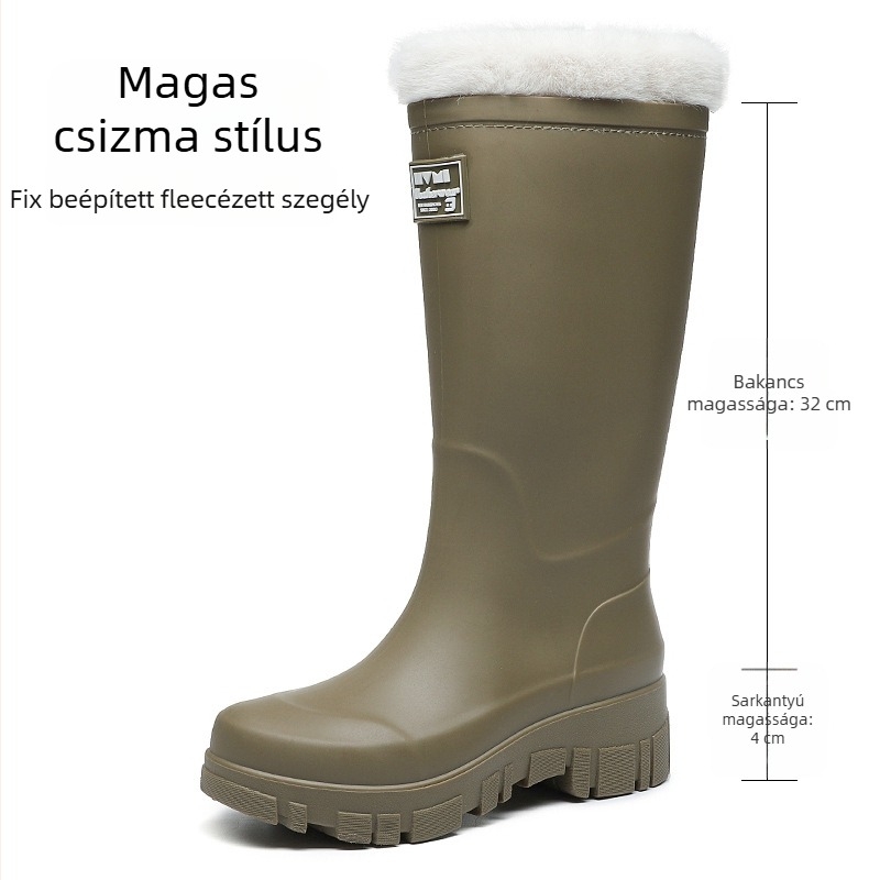 Női PVC esőcsizma középmagas, alacsony sarka 1-3 cm, slip-on záródás