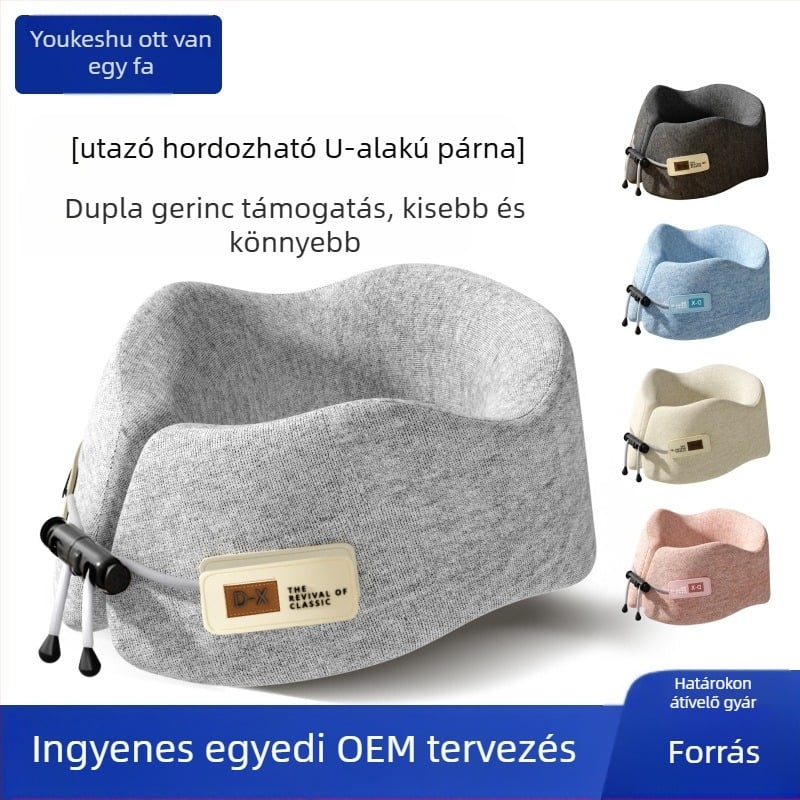 U-alakú utazó nyakpárna memóriahabból, lassú visszaalakulású, nyaktámasz