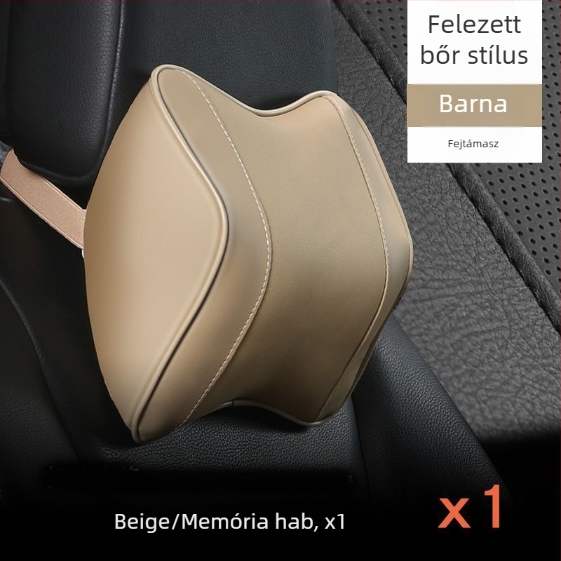 Memóriahabos autós fej- és deréktámasz — Műbőr, Minden évszakban használható, Általános autóhoz, Egyszerű stílus