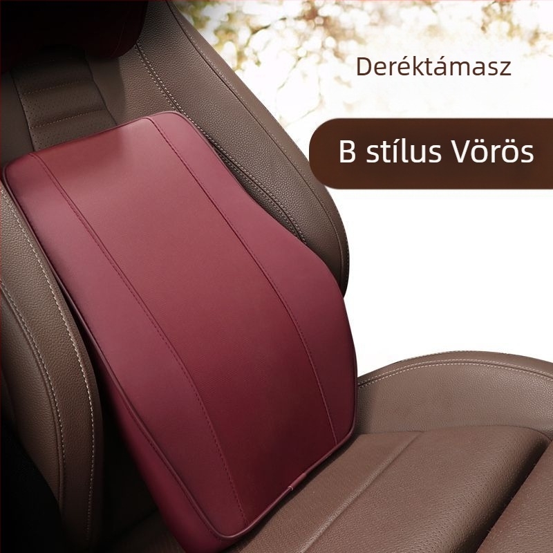Memóriahabos autós fej- és deréktámasz — Műbőr, Minden évszakban használható, Általános autóhoz, Egyszerű stílus