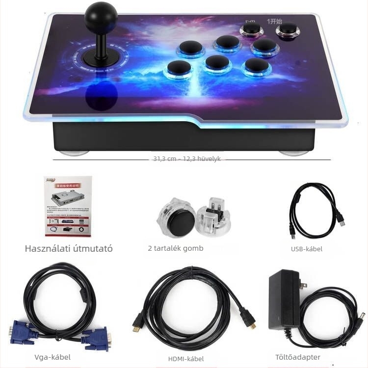 Nostalgikus tévés játékkonzol két játékos számára, eredeti játékszoftverrel, 16 GB memória, vezetékes és vezeték nélküli kontrollerek, modell SST01