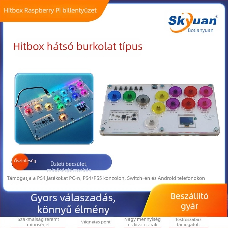 HITBOX harci billentyűzet USB arcade joystick — akril, nagy pontosság, kompatibilis Switch, PC, Android és PS4
