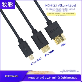 HDMI 2.1 8K vékony rugalmas kábel Micro HDMI‑ről standard HDMI‑re, 3 m, aranyozott csatlakozók