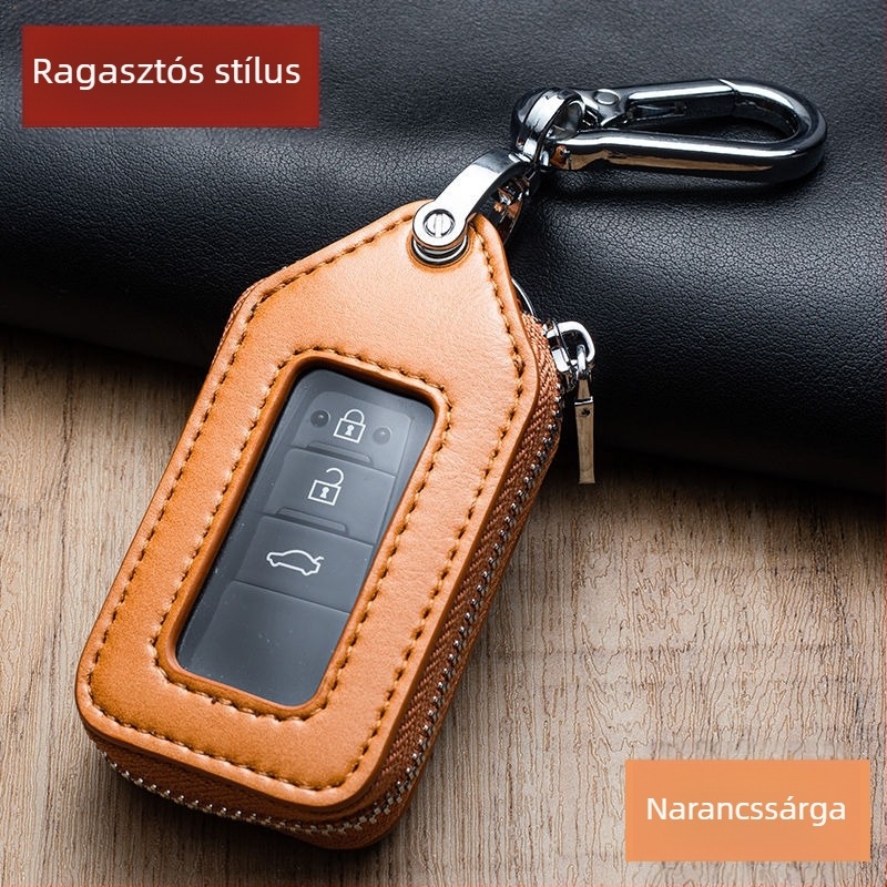Kulcstartó táska autókulcsokhoz átlátszó ablakkal, férfiaknak, egyszerű védőburkolat, bélés szálas műbőr, otthoni tárolás