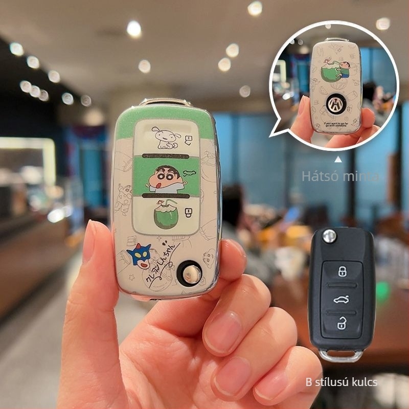 Volkswagen kulcstartó tok – TPU, rajzfilm stílus, testreszabható