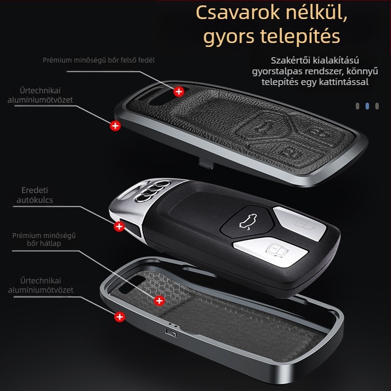 Audi alumínium ötvözet kulcstartó tok – üzleti stílus, kompatibilis A4L, Q5L, Q7, A4, A5