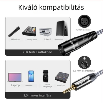 Rexon XLR kábel 3,5 mm-től XLR férfi csatlakozóig – kondenzátor mikrofonhoz és keverőhöz, rézmag, CCC tanúsítvány