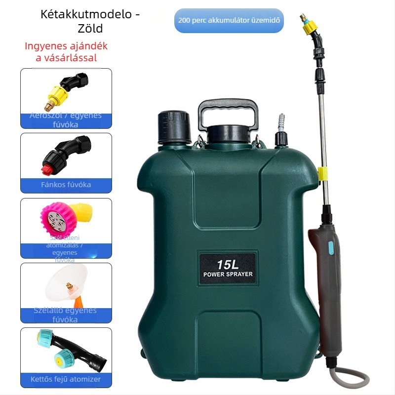 Vállon hordozható permetező, 20 L, HDPE, újratölthető, permetezéshez, fertőtlenítéshez és atomizáláshoz