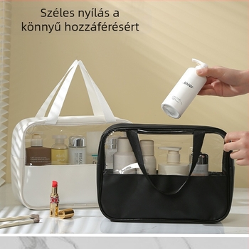 Átlátszó kozmetikai táska, kocka alakú PU anyag, multifunkcionális utazáshoz
