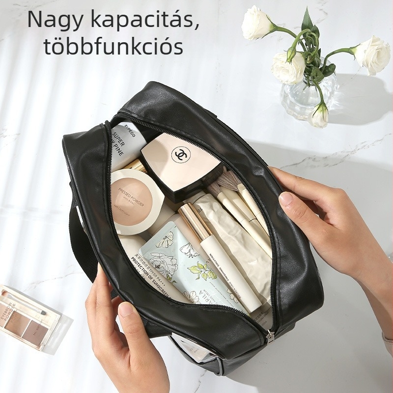 Átlátszó kozmetikai táska, kocka alakú PU anyag, multifunkcionális utazáshoz