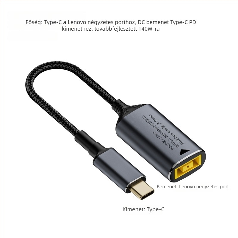 Type-C PD adapterkábél automatikus felismeréssel 5V/9V/20V bemenethez, PD kimenet akár 140W, 17 cm hosszú kábel