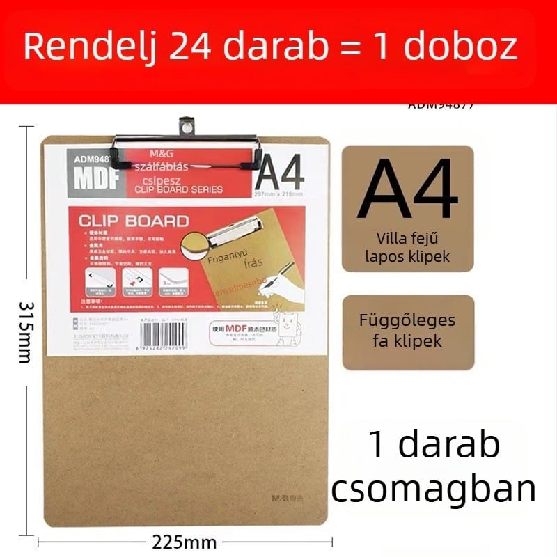 A4/A5 Tábla csipesz - fa textúra felület, Anyag: papír, Modell Adm929h7/Adm929h8, Márka M&G Morning Light
