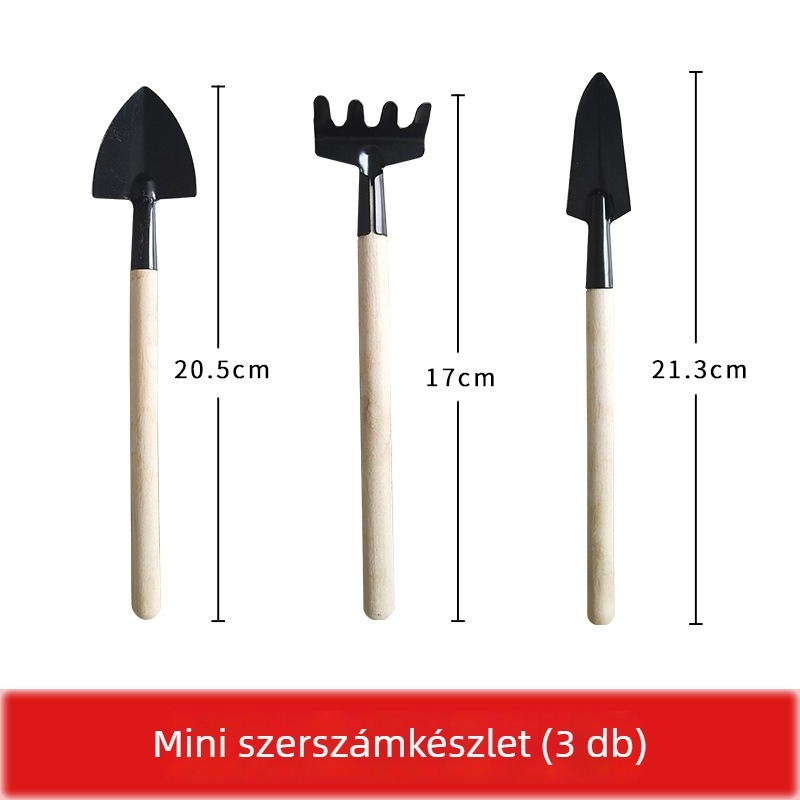 Kertészeti szerszámkészlet, három részes, vasból, virágok és zöldségek ültetésére, talaj lazítására és gyomirtására
