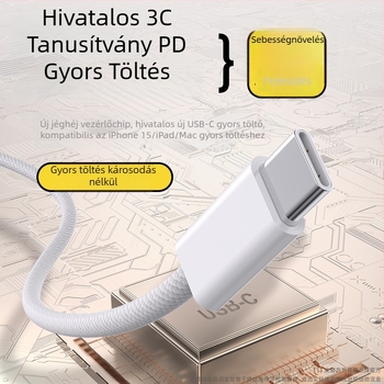 Szövött USB-C gyors töltőkábel iPhone 15/16-höz, PD30W
