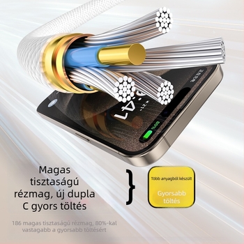 Szövött USB-C gyors töltőkábel iPhone 15/16-höz, PD30W