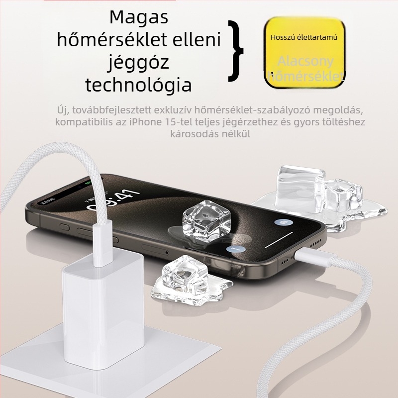 Szövött USB-C gyors töltőkábel iPhone 15/16-höz, PD30W