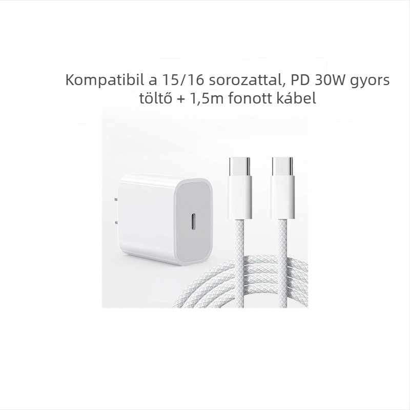 Szövött USB-C gyors töltőkábel iPhone 15/16-höz, PD30W