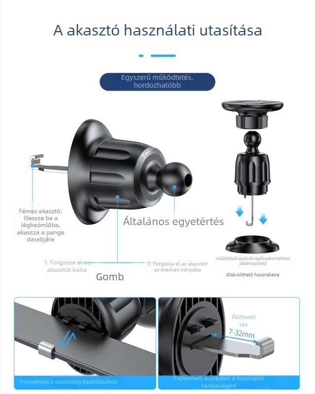 Autós telefontartó automatikus zárással, műszerfalra szerelhető, 360°-os forgás, szívókorong