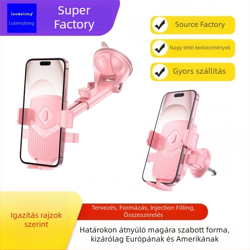 Autós telefontartó automatikus zárással, műszerfalra szerelhető, 360°-os forgás, szívókorong