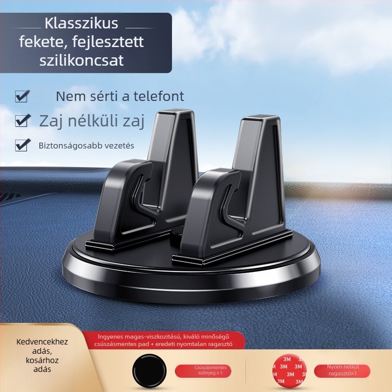 Autótelefon-tartó – Univerzális műszerfalra, ragasztásos szerelés, vákuumos szívócsésze, Yaffir