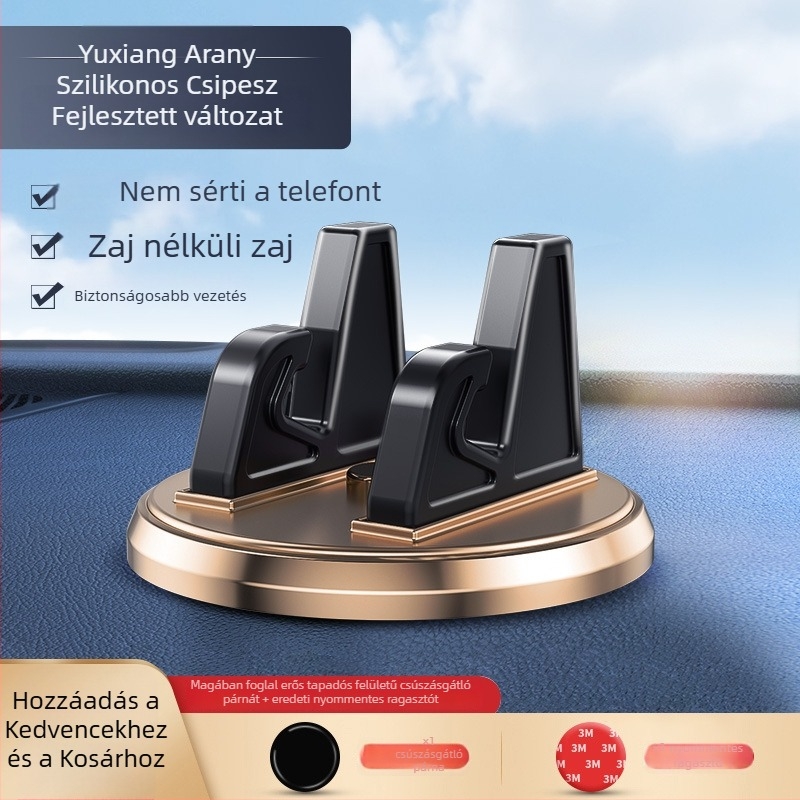Autótelefon-tartó – Univerzális műszerfalra, ragasztásos szerelés, vákuumos szívócsésze, Yaffir