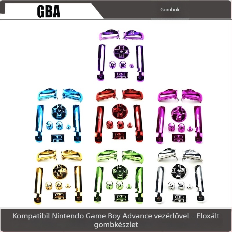 GBA vezérlőgombok készlete elektroplatált gombokkal Nintendo Game Boy Advance-hez, modell Yx-887, 9 g