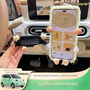 Wuling Hongguang Mini autótelefon-tartó — csattantós rögzítés a légkimenethez, karikatúrás macaron dizájn, nem tölthető