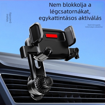 Autós telefontartó a szellőzőbe, snap-on rögzítés, univerzális illeszkedés, fix hosszabbító kar navigációhoz