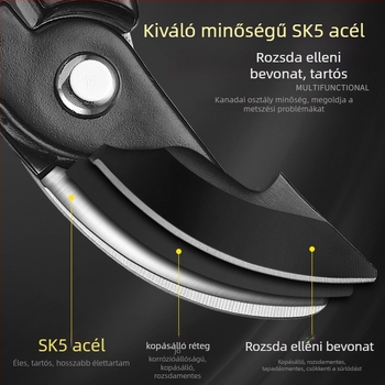 Senbo SK5 kerti metszőolló vastag ágakhoz és gyümölcsök szedéséhez – rozsdamentes acél