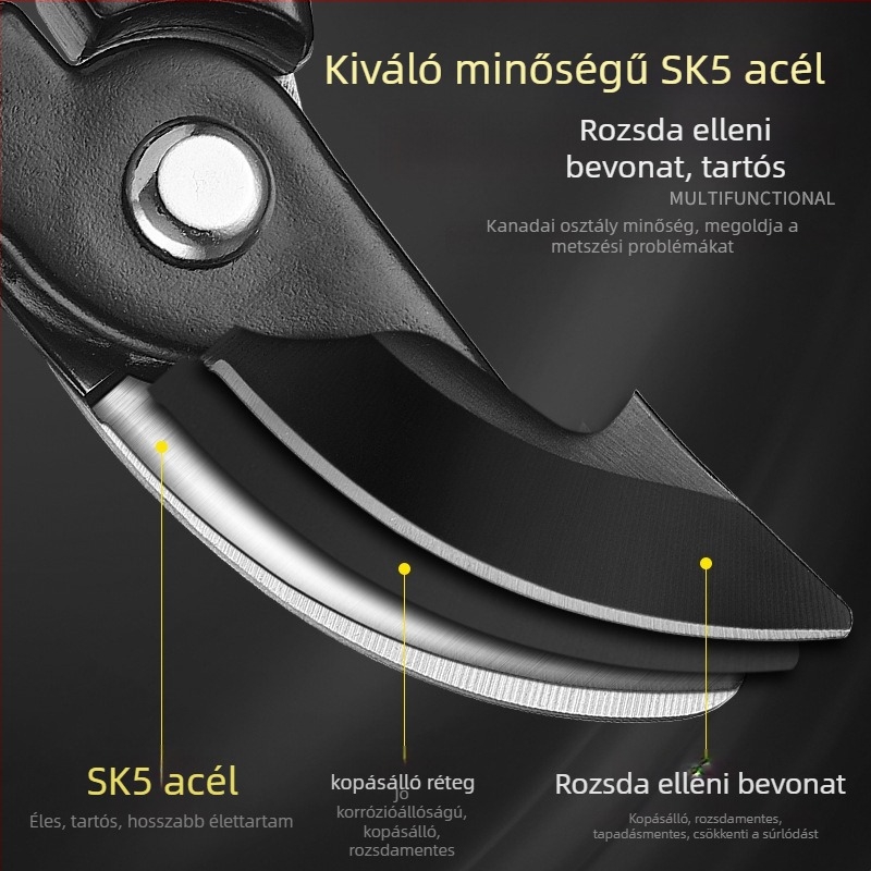 Senbo SK5 kerti metszőolló vastag ágakhoz és gyümölcsök szedéséhez – rozsdamentes acél
