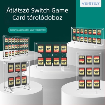 Akril Nintendo Switch játékkártya-tároló doboz, mágneses, nagy kapacitás