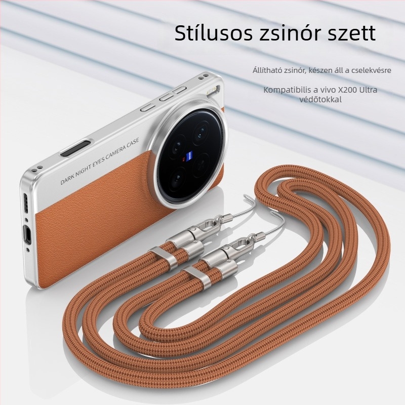Vivo X200 Ultra bőr textúrájú kamerastílus védőtok, ütésálló (X200S/X200 Pro)