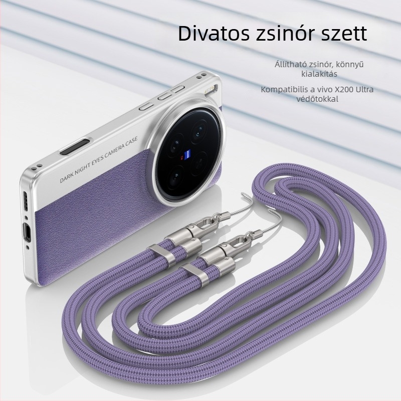 Vivo X200 Ultra bőr textúrájú kamerastílus védőtok, ütésálló (X200S/X200 Pro)
