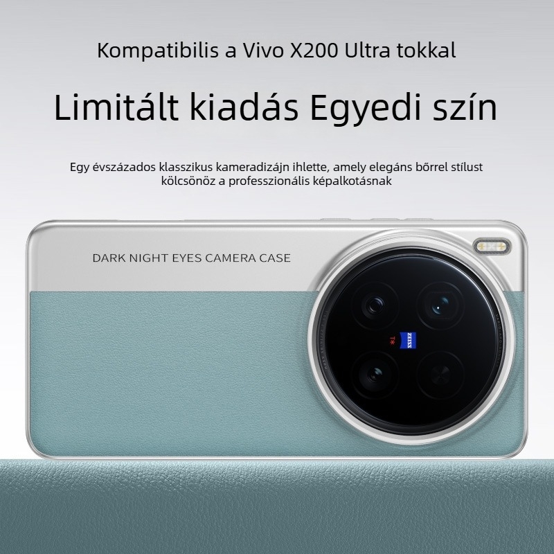 Vivo X200 Ultra bőr textúrájú kamerastílus védőtok, ütésálló (X200S/X200 Pro)