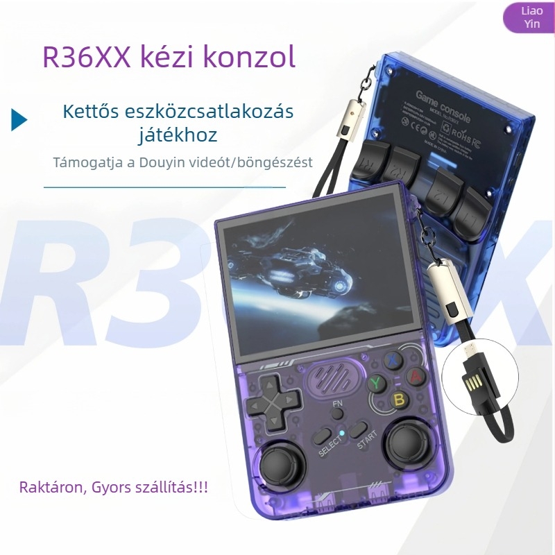 R36XX nyílt forráskódú hordozható játékkonzol Wi-Fi többjátékos móddal, retro joystick, PSP-stílusú