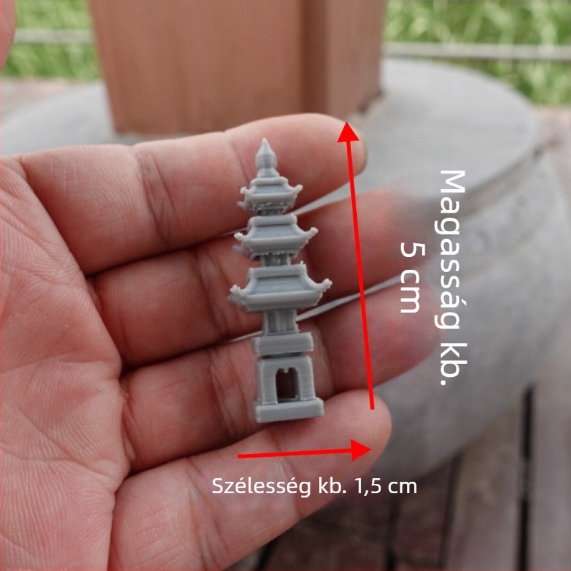Zen Bonsai Mini Kőpagoda Terráriumhoz — Vízabszorbens Kő, Műanyag és Gyanta Dísz, Kínai Stílus