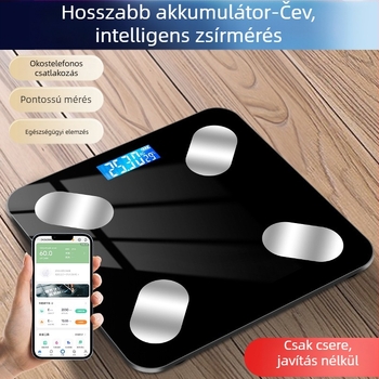 Bluetooth intelligens testzsírmérleg LED kijelzővel, érintéses működés, ABS műanyag, akkumulátoros